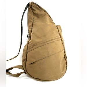 AmeriBag Brown Nylon Medium Sling Bag Backpack Flap Key Chain Travel Purse 2